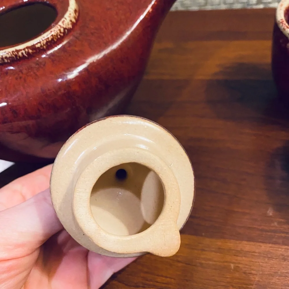 🌟HP🌟Pier 1 Red Stoneware Tea Pot Cups